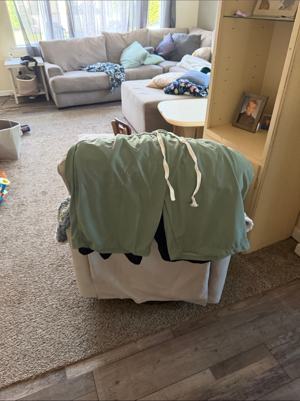 Light Olive Green Drawstring Lounge Shorts